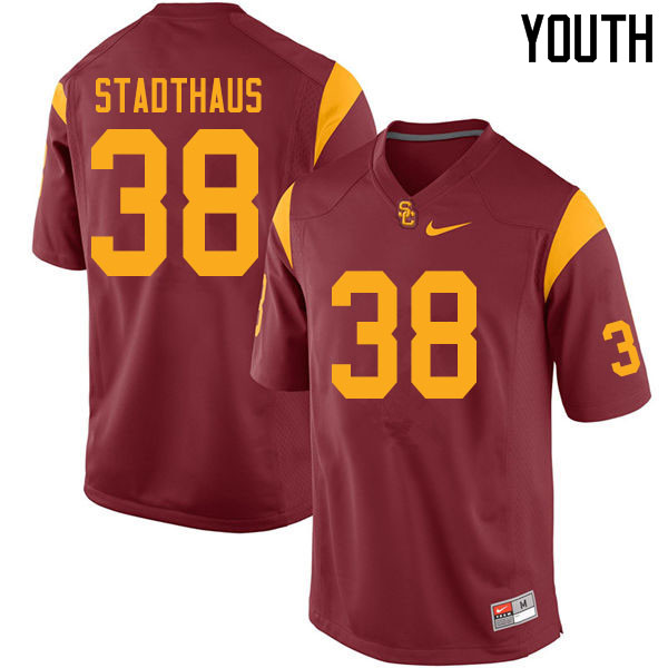 Youth #38 Alex Stadthaus USC Trojans College Football Jerseys Sale-Cardinal